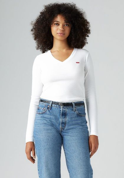 Levis Langarmshirt "ESSENTIAL HM LS VNECK" mit Logo Stickerei günstig online kaufen