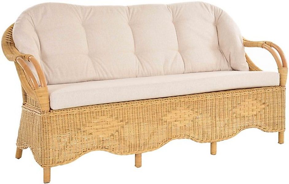 Krines Home Loungesofa Wintergarten Rattansofa Natur Rattan Sofa Zweisitzer günstig online kaufen