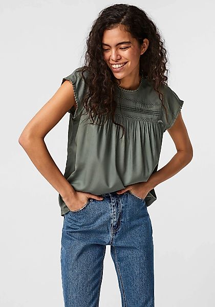 Vero Moda Kurzarmbluse "VMDEBBIE PLEAT S/L TOP GA NOOS" Viskose, regular fi günstig online kaufen