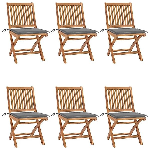 vidaXL Klappbare Gartenstühle mit Kissen 6 Stk Massivholz Teak 3072835 günstig online kaufen