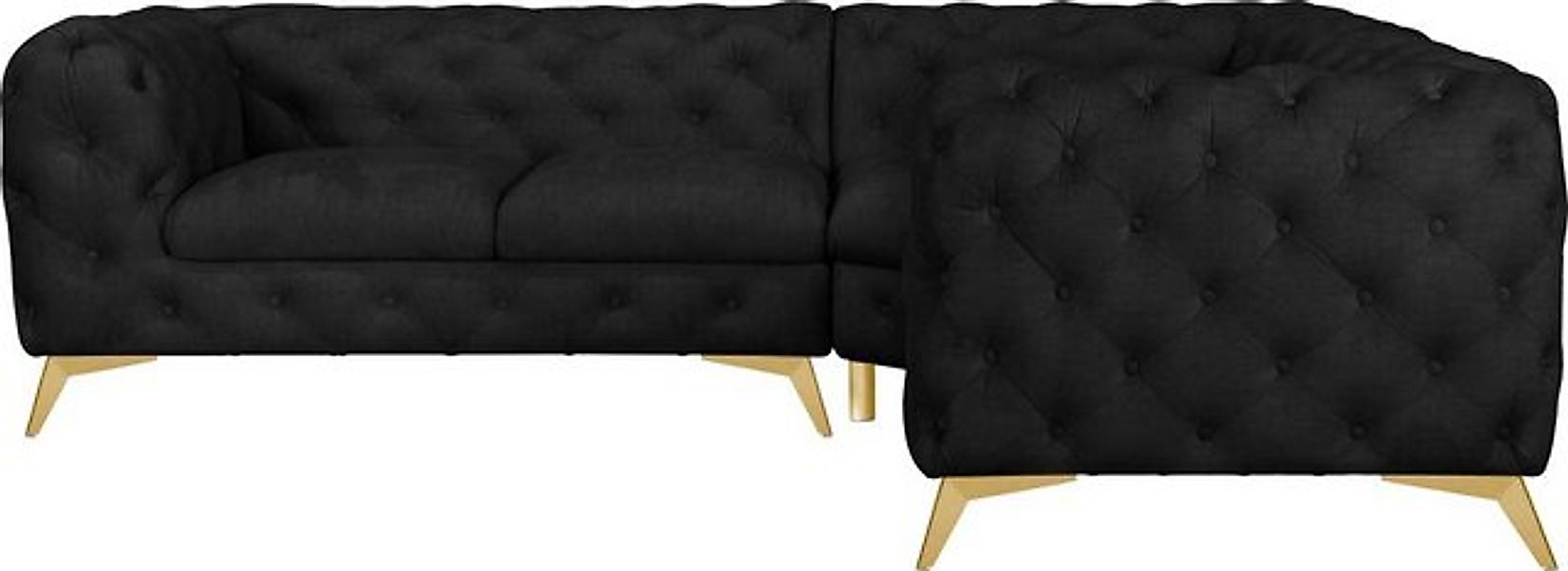 Leonique Chesterfield-Sofa "Ecksofa GLYNIS L-Form mit Wellenunterfederung, günstig online kaufen