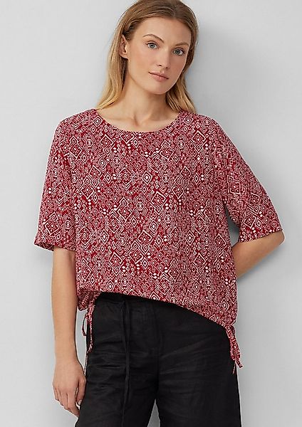 s.Oliver Kurzarmbluse Bluse Gemusterte Shirt-Bluse mit verstellbarem Saum günstig online kaufen