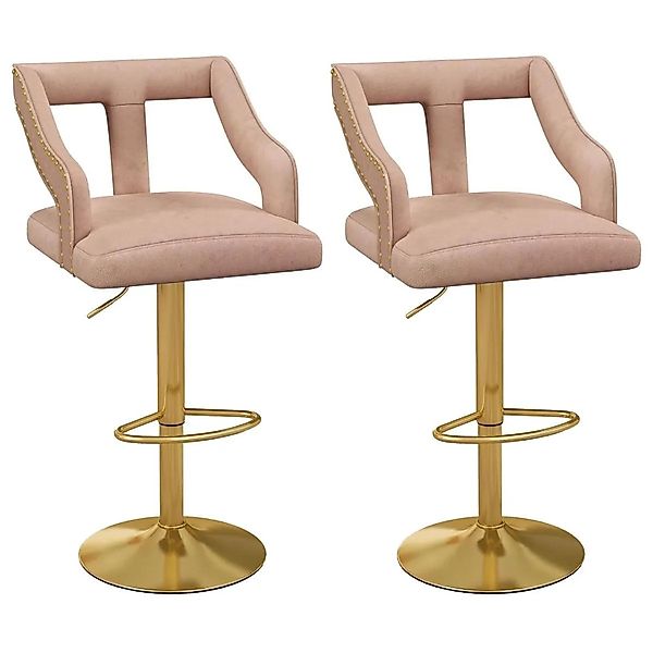 Costway 2er Set Barhocker mit Fußstütze & Rückenlehne Aus Samt Rosa günstig online kaufen