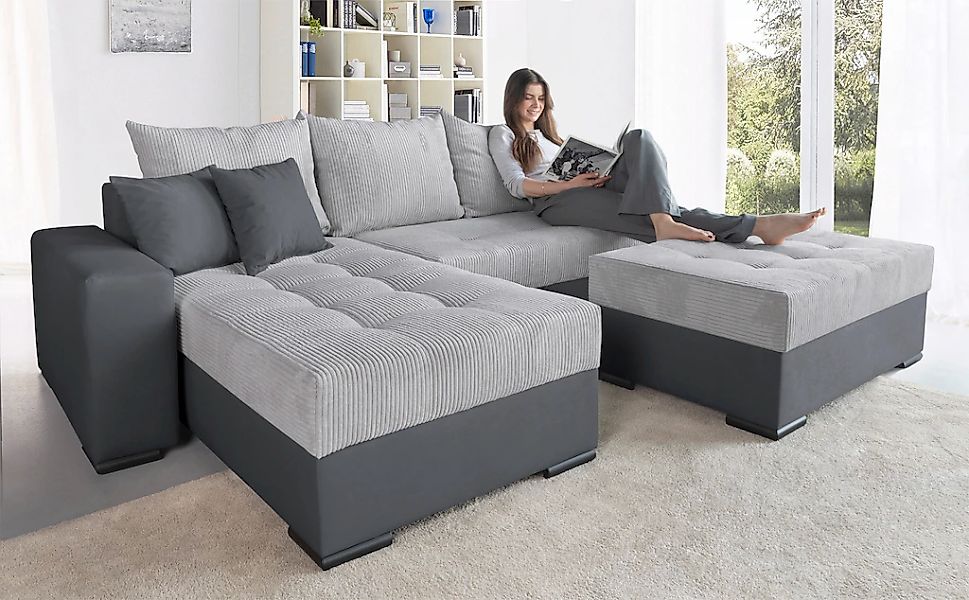 COLLECTION AB Ecksofa "Josy L-Form, B: 214 cm in Cord, Cord-Mix" mit Bettfu günstig online kaufen