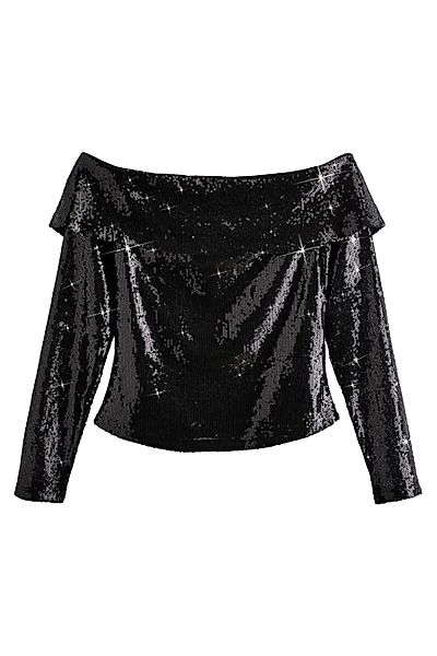 Next Paillettenshirt Langärmeliges Bardot-Oberteil mit Pailletten günstig online kaufen