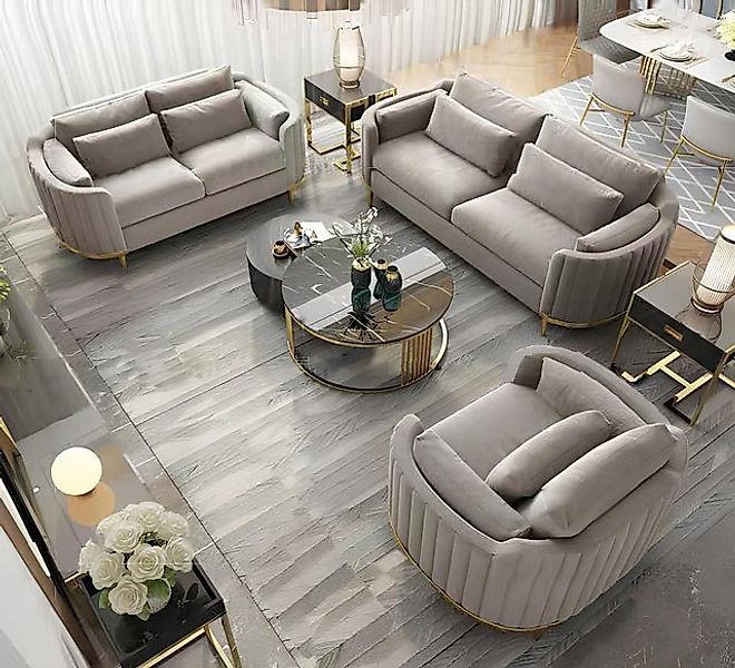 Xlmoebel Sofa Neue Textil Chesterfield Designer Sofa Set mit 3-Sitzer, 2-Si günstig online kaufen