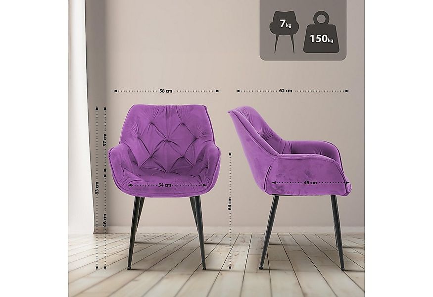 CLP Esszimmerstuhl Tanna Samt (2er Set, 2 St), mit Armlehnen und 4-Fuß Meta günstig online kaufen