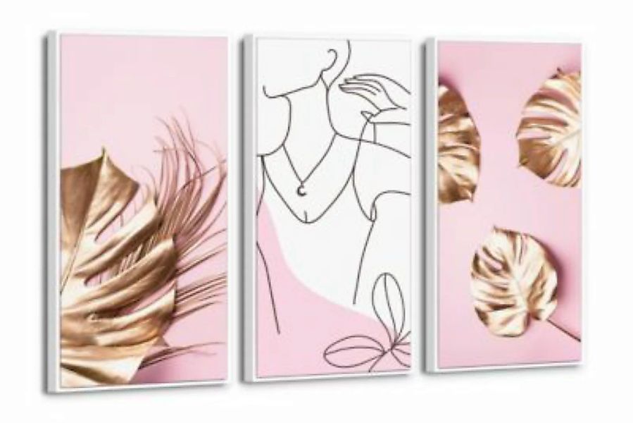 YS-Art™ "Leinwandbild Set ""Flower Power""" rosa Gr. one size günstig online kaufen