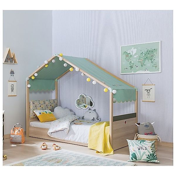 HTI-Living Kinderbett Bett 90 x 200 cm mit grüner Markise (Stück, 1-tlg., 1 günstig online kaufen