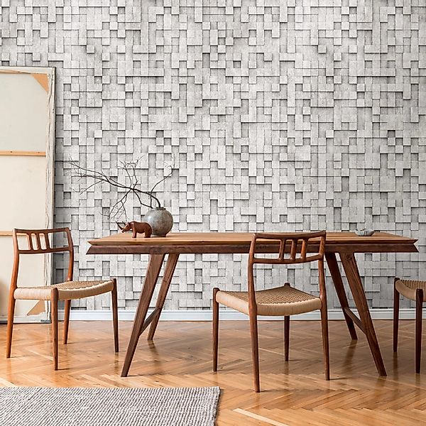 PROFHOME 398431-GU Fototapete Mosaik Matt Grau staub-Grau 1,59 m x 2,8 m 0, günstig online kaufen