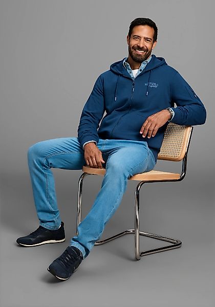 Mans World Kapuzensweatjacke, Langarm, mit Print, mit Kapuze, Tasche am Ärm günstig online kaufen