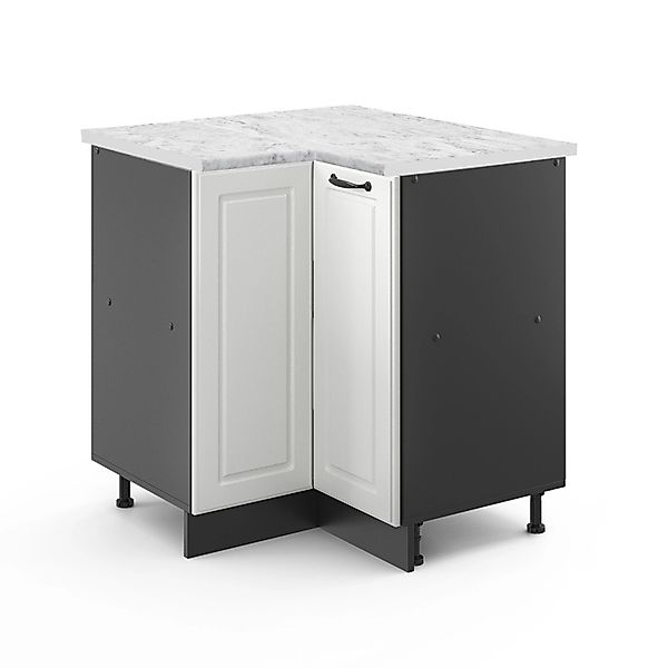 Vicco Eckunterschrank R-Line Weiß Landhaus/Anthrazit 76 cm AP Marmor günstig online kaufen