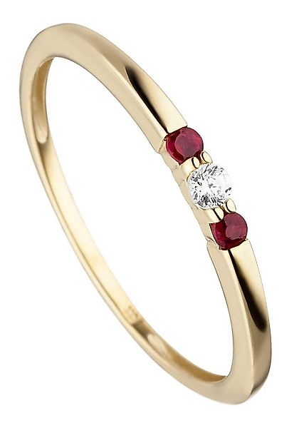 JOBO Fingerring Ring mit Rubin und Zirkonia, 333 Gold günstig online kaufen