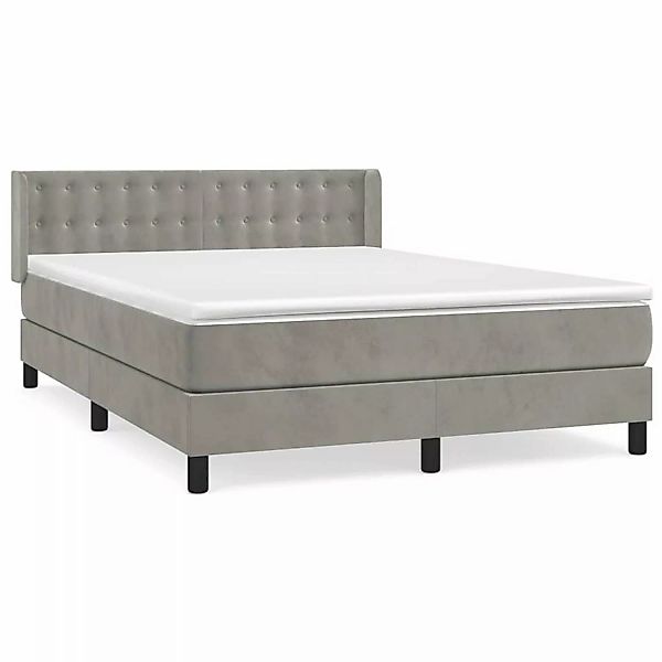 vidaXL Boxspringbett Boxspringbett mit Matratze Hellgrau 140x200 cm Samt Be günstig online kaufen