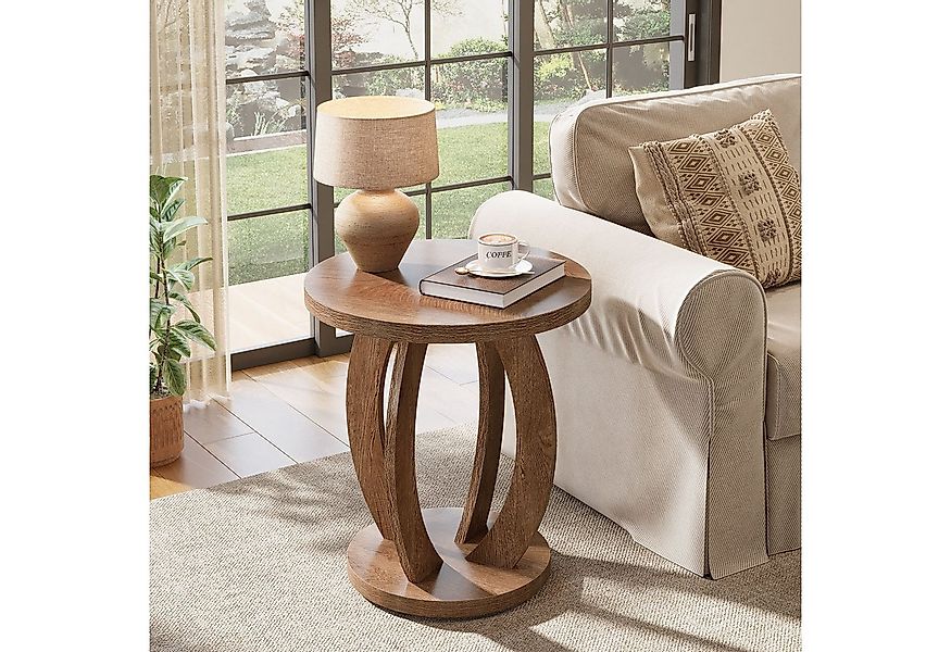 Tribesigns Beistelltisch 50 cm runder Sofatisch mit Stauraum, Nachttisch im günstig online kaufen