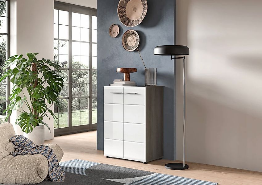 Home affaire Kommode "Rumba, Breite 60cm, in Rauchsilber Nachbildung/ Weiß günstig online kaufen