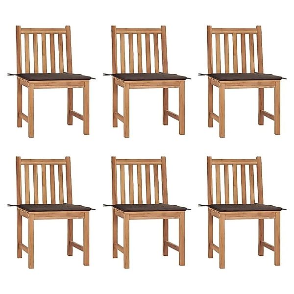 vidaXL Gartenstühle 6 Stk mit Kissen Massivholz Teak 3073123 günstig online kaufen