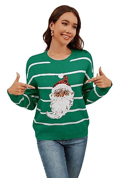 YRIIOMO Strickpullover Bequemer Strickpullover mit festlichem Weihnachtsman günstig online kaufen