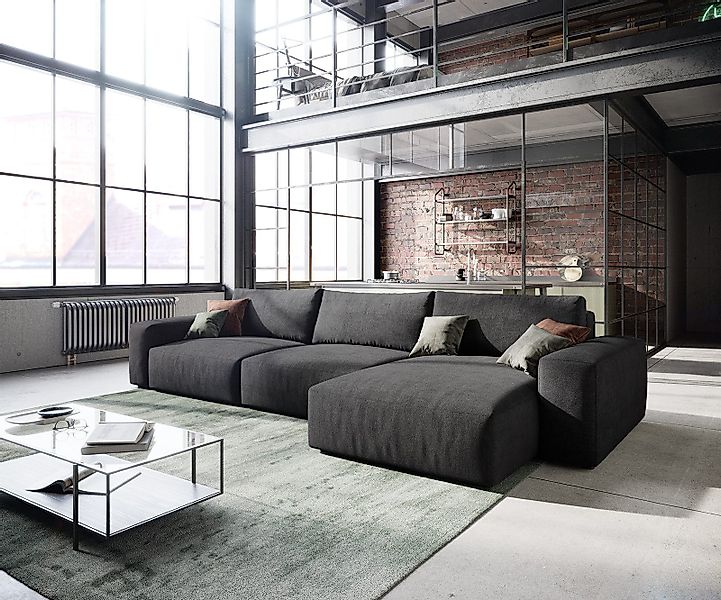 DELIFE Ecksofa Lanzo, XL Mikrofaser Schwarz günstig online kaufen