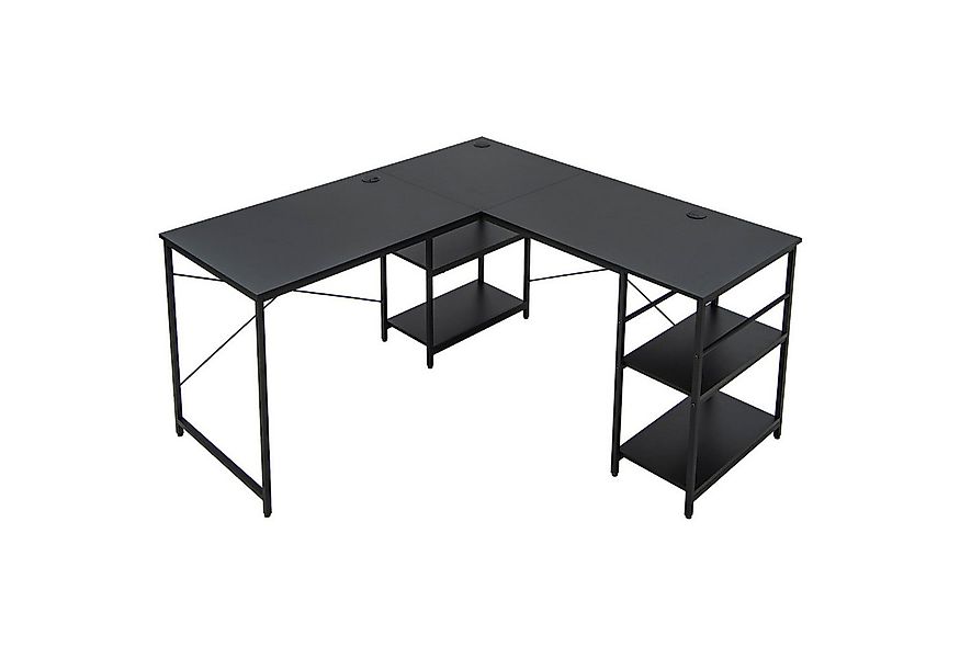 COSTWAY Eckschreibtisch, 2in1 Design, mit 4 Ablagen, 151 x 151 x 75 cm günstig online kaufen