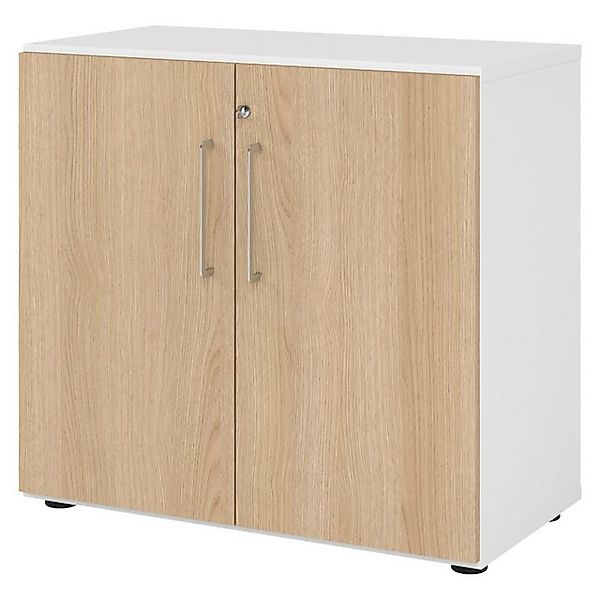 bümö Aktenschrank smart Büroschrank - 2 Ordnerhöhen Dekor: Weiß/Eiche günstig online kaufen