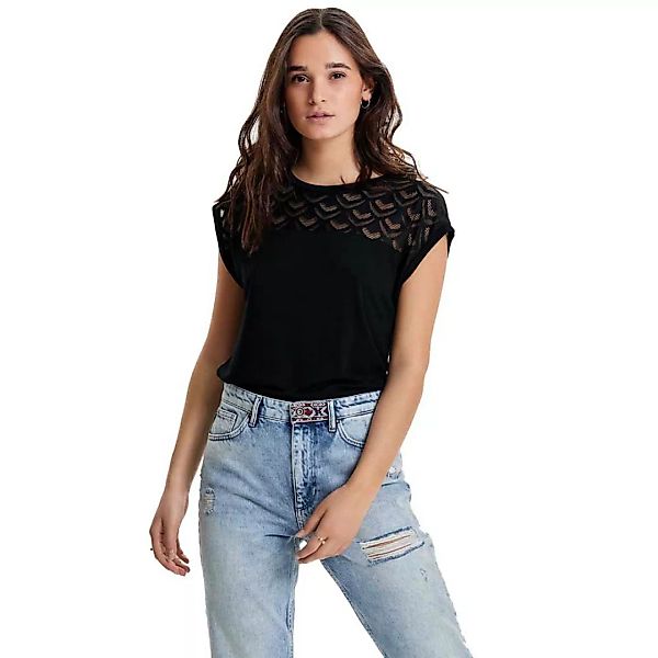 Only Nicole Mix Kurzärmeliges T-shirt XL Black günstig online kaufen