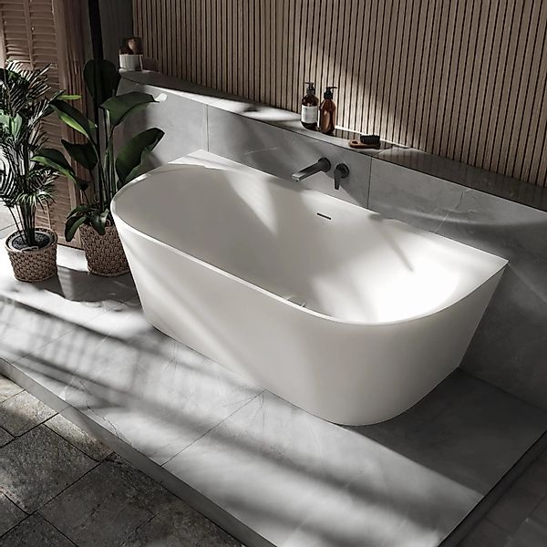 Bernstein Halb Freistehende Raumsparbadewanne NORA Acryl Weiß Matt 170x80 c günstig online kaufen