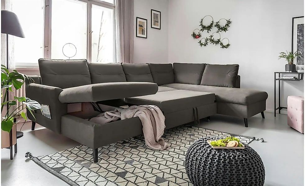 Miuform Wohnlandschaft mit Schlaffunktion Stylish Stan ¦ grau ¦ Maße (cm): günstig online kaufen