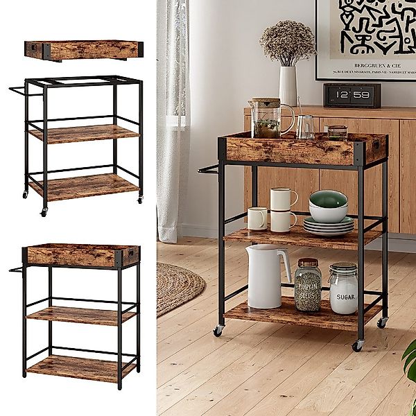 Vicco Barschrank Fyrk, Eiche rustikal/Schwarz, 65 günstig online kaufen