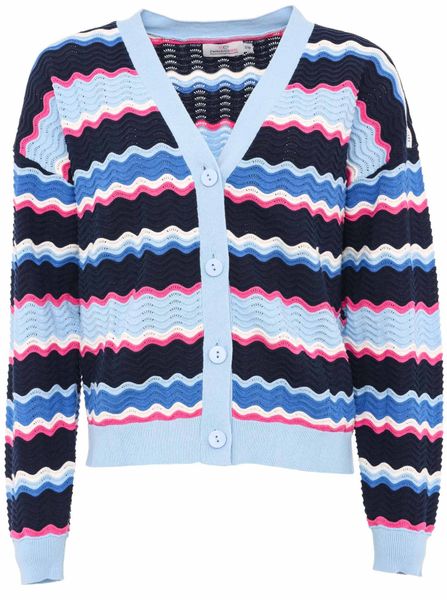 Zwillingsherz Strickjacke Wellen-Muster, Langarm, V-Ausschnitt, Baumwolle, günstig online kaufen