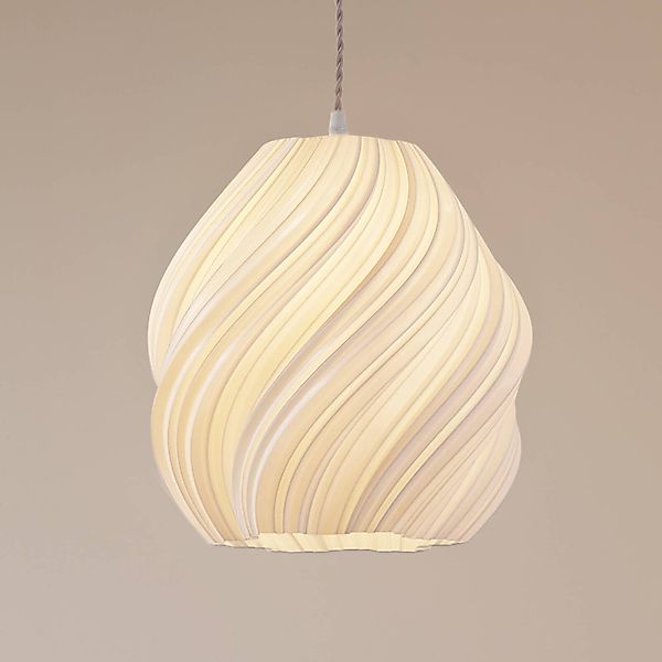 Lindby Pendelleuchte Nuvia, Ø 30 cm, weiß, gedreht günstig online kaufen