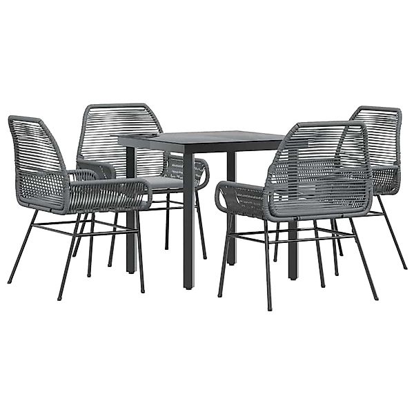 vidaXL 5-Tlg Garten-Essgruppe mit Kissen Grau Poly Rattan Glas 3334577 günstig online kaufen