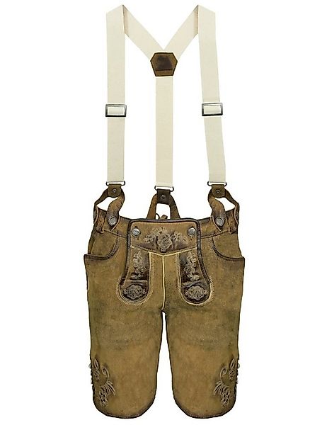 Maddox Trachtenlederhose "Kreuzberg" mit Hosenträgern - Antik Eiche, Kurze günstig online kaufen