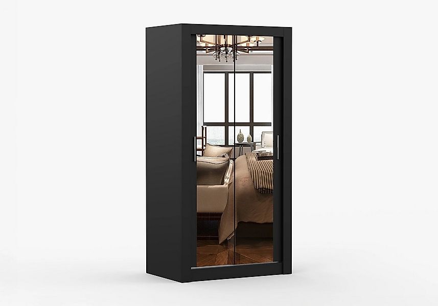 imoebel24 Schwebetürenschrank MILAN 100 cm - Schwarz / Schwarz günstig online kaufen
