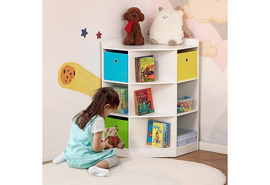 HOMCOM Kinderregal Spielzeugablage, Eckregal mit 3 Aufbewahrungsboxen 1-tlg günstig online kaufen