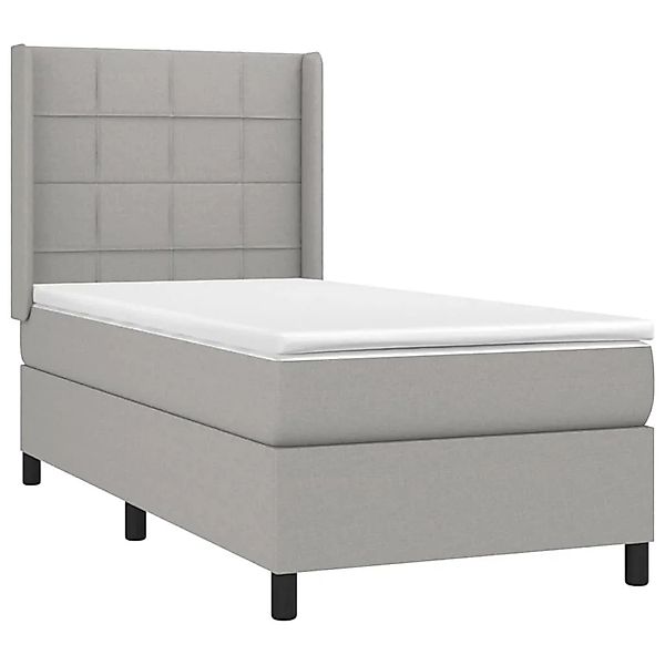 vidaXL Boxspringbett mit Matratze & LED Hellgrau 100x200 cm Stoff 3138293 günstig online kaufen