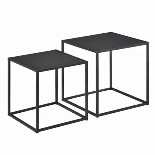 en.casa Couchtisch Design 2er Set Nachttisch Beistelltisch schwarz Metall günstig online kaufen