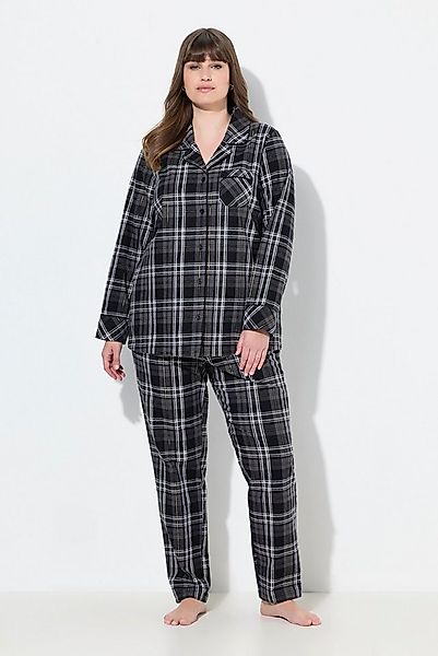 Ulla Popken Pyjama Pyjama Flanell Karo Reverskragen Langarm günstig online kaufen