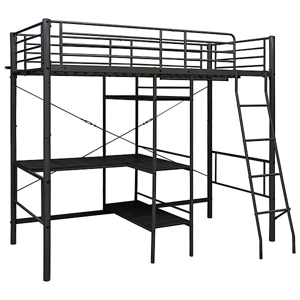 Etagenbett Mit Tischrahmen Schwarz Metall 90x200 Cm günstig online kaufen