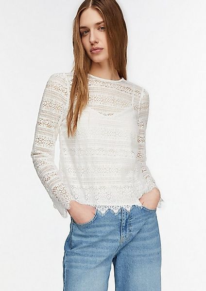 comma Langarmbluse Bluse Feminine Baumwollspitzenbluse mit herausnehmbaren günstig online kaufen