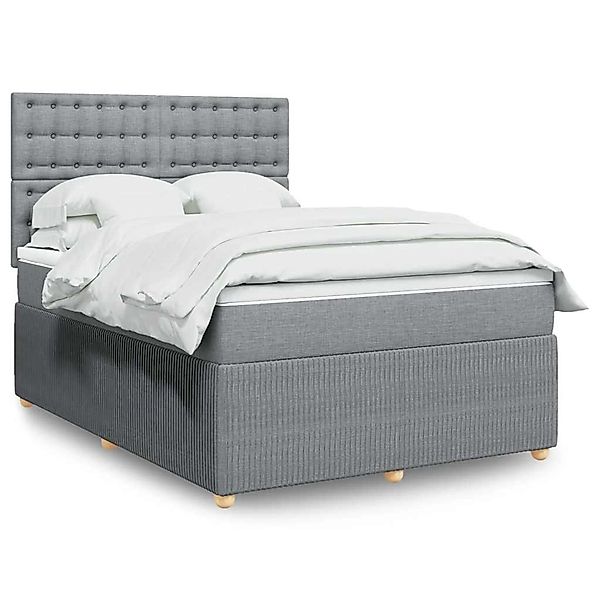 vidaXL Boxspringbett mit Matratze Hellgrau 140x190 cm Stoff 3294365 günstig online kaufen
