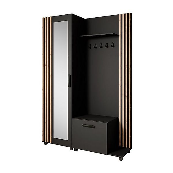 Beautysofa Garderobenschrank mit Aufhängern und Spiegel LIVIA (Geräumiger S günstig online kaufen