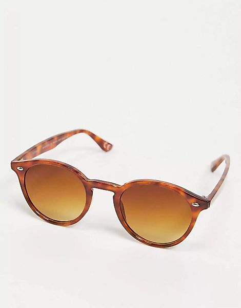 ASOS DESIGN – Runde Sonnenbrille aus Kunststoff in honigfarbener Schildpatt günstig online kaufen