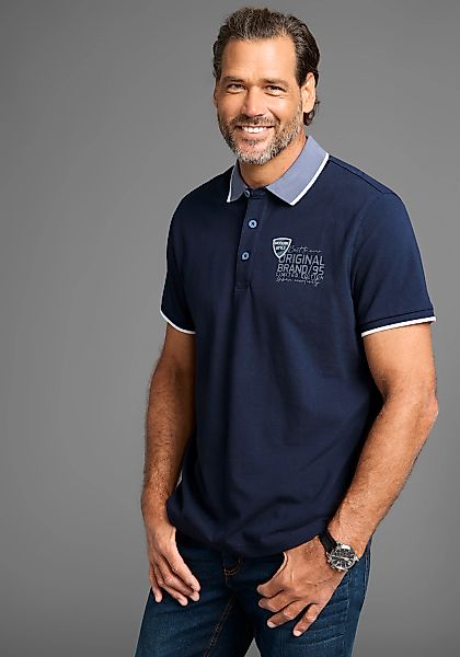 Man's World Poloshirt mit Brustprint, meliertes Material günstig online kaufen