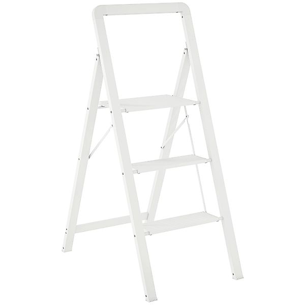 HOMCOM Trittleiter Aluminium 66,3L x 41,5B x 104,6H cm Weiß günstig online kaufen