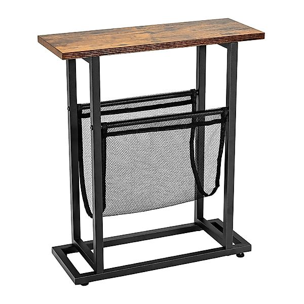 Costway Beistelltisch Schmal Kleiner Sofatisch Vintagebraun & Schwarz günstig online kaufen