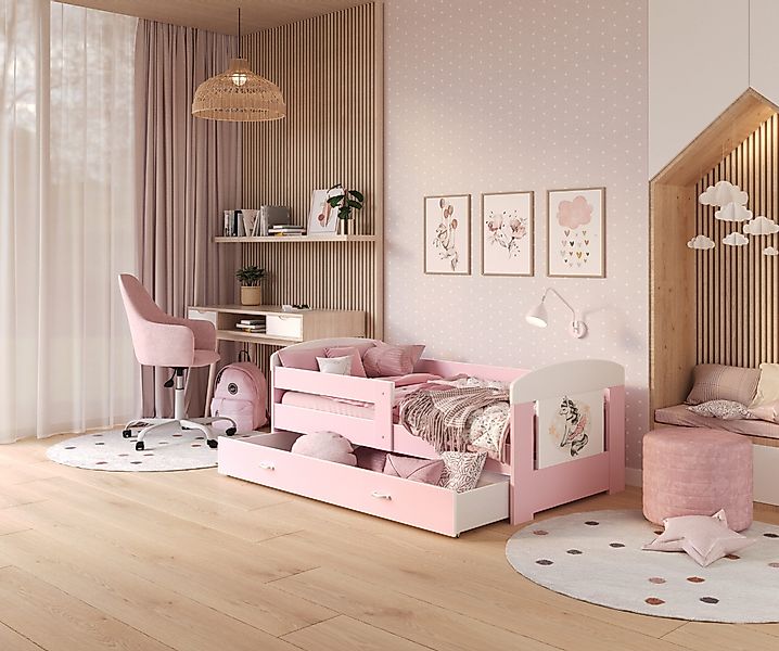 AJKmeble Kinderbett Jugendbett Pferd Motiv 80x140cm, günstig online kaufen