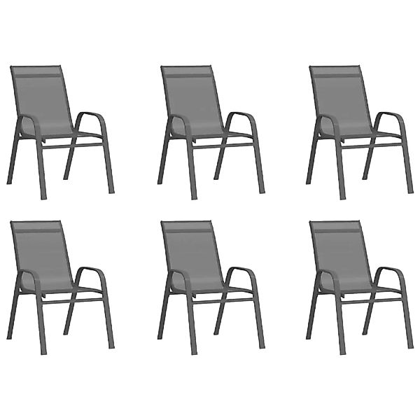Vidaxl Stapelbare Gartenstühle 6 Stk. Grau Textilene günstig online kaufen