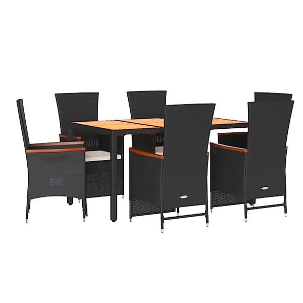 vidaXL 7-Tlg Garten-Essgruppe mit Kissen Schwarz Poly Rattan 3277509 günstig online kaufen