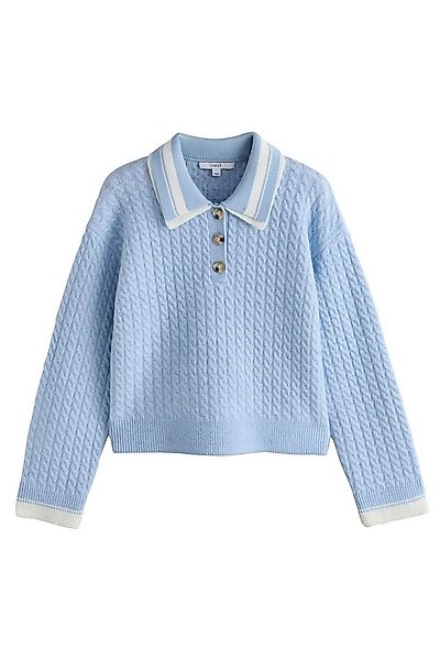 Next Strickpullover Polo-Strickpullover mit Doppelkragen + Zopfmuster (1-tl günstig online kaufen